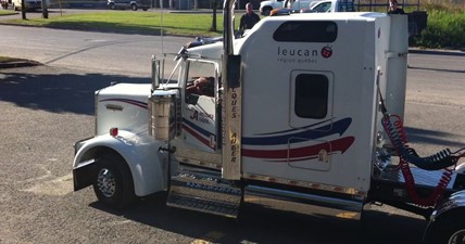 Mini kenworth truck on the street