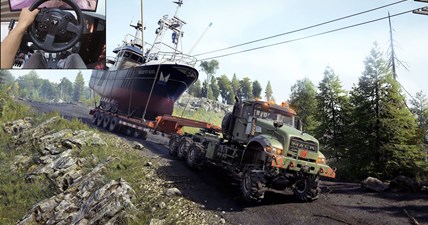 Towing a massive boat - Mack Defense M917 - SnowRunner Thrustmaster TX